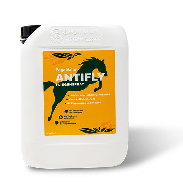PegaNatur ANTIFLY 5L Kanister natürliches Fliegenspray für Pferde, effektiver Insektenschutz mit langanhaltender Wirkung