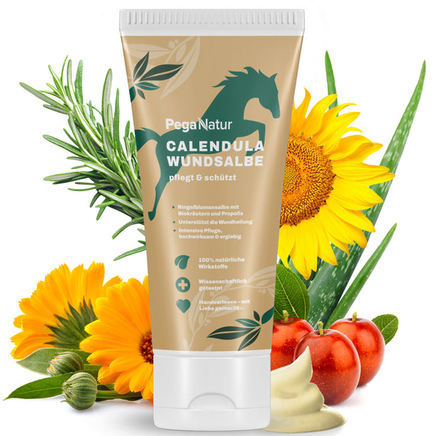 PegaNatur CALENDULA Wundsalbe mit natürlichen Inhaltsstoffen wie Propolis gegen Mauke, Ekzem und offene Wunden 