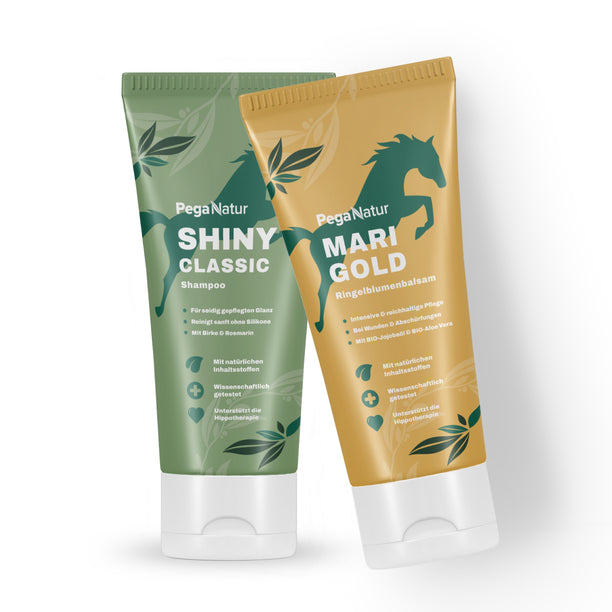 PegaNatur Kleines Freude Paket _ mit MARIGOLD Ringelblumenbalsam und SHINY CLASSIC mildes Pferdeshampoo