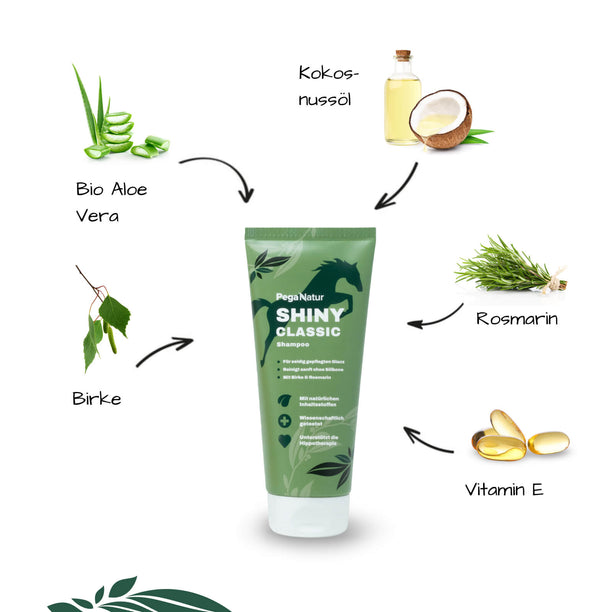 Inhaltsstoffe PegaNatur SHINY CLASSIC natürliches sanftes Pferdeshampoo