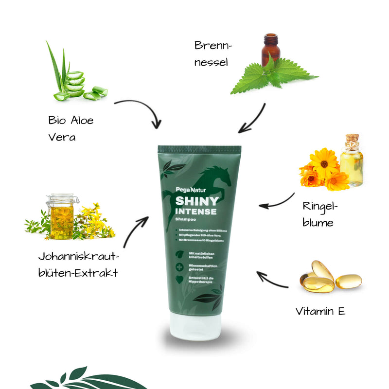 Inhaltsstoffe PegaNatur SHINY INTENSE Pferdeshampoo